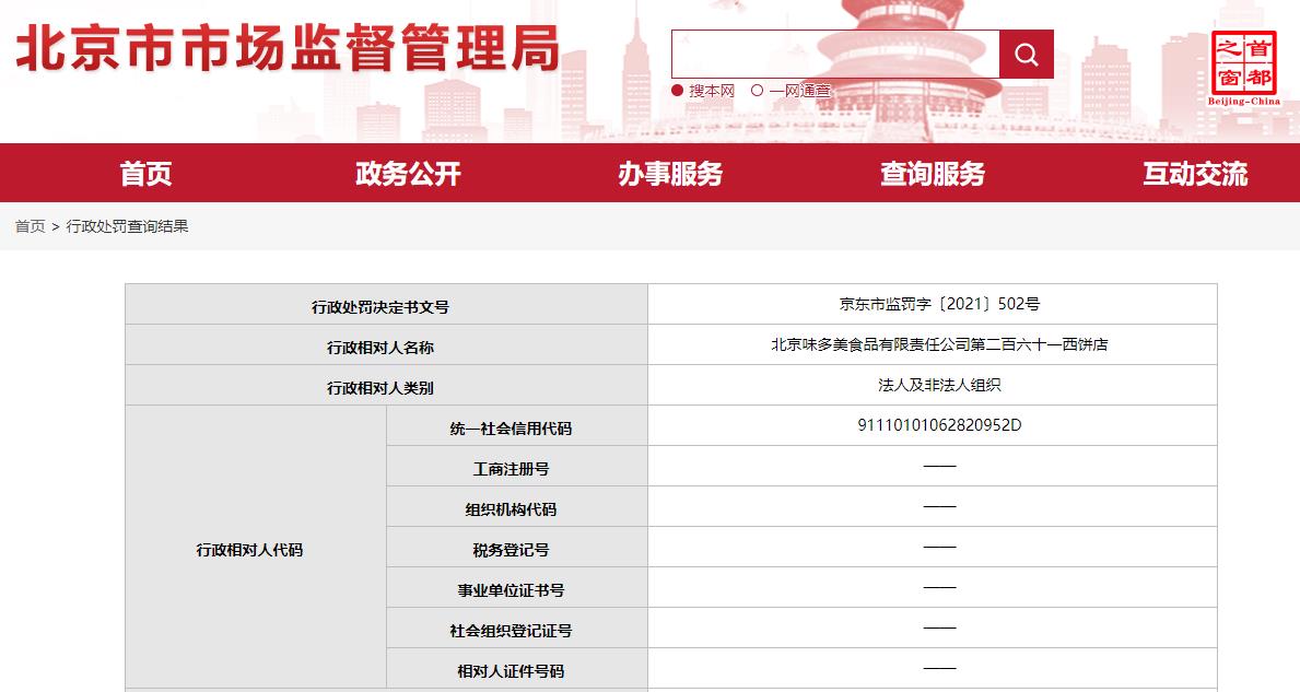 相关规定,被北京市东城区市场监督管理局给予警告,并处罚款5万元。